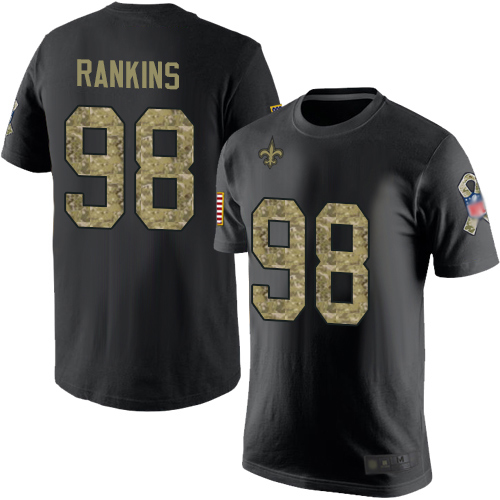 Men New Orleans Saints Black Camo Sheldon Rankins Salute to Service NFL Football #98 T Shirt->nfl t-shirts->Sports Accessory